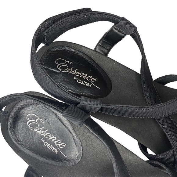 Essence By Aetrex strappy sandals heels black shoes womens size 9 Wide - Picture 7 of 12